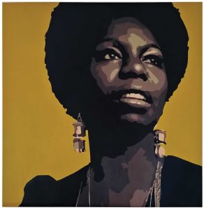 Nina Simone Ritratto Numero due Chiara Cinelli tecnica mista su tela 100×100 cm